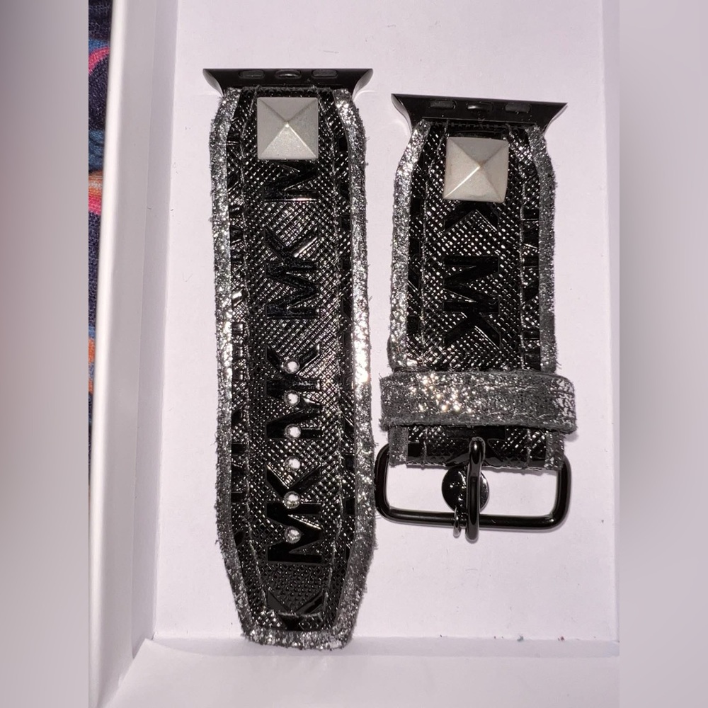 Upcycled black Michael Kors leather Apple Watch band